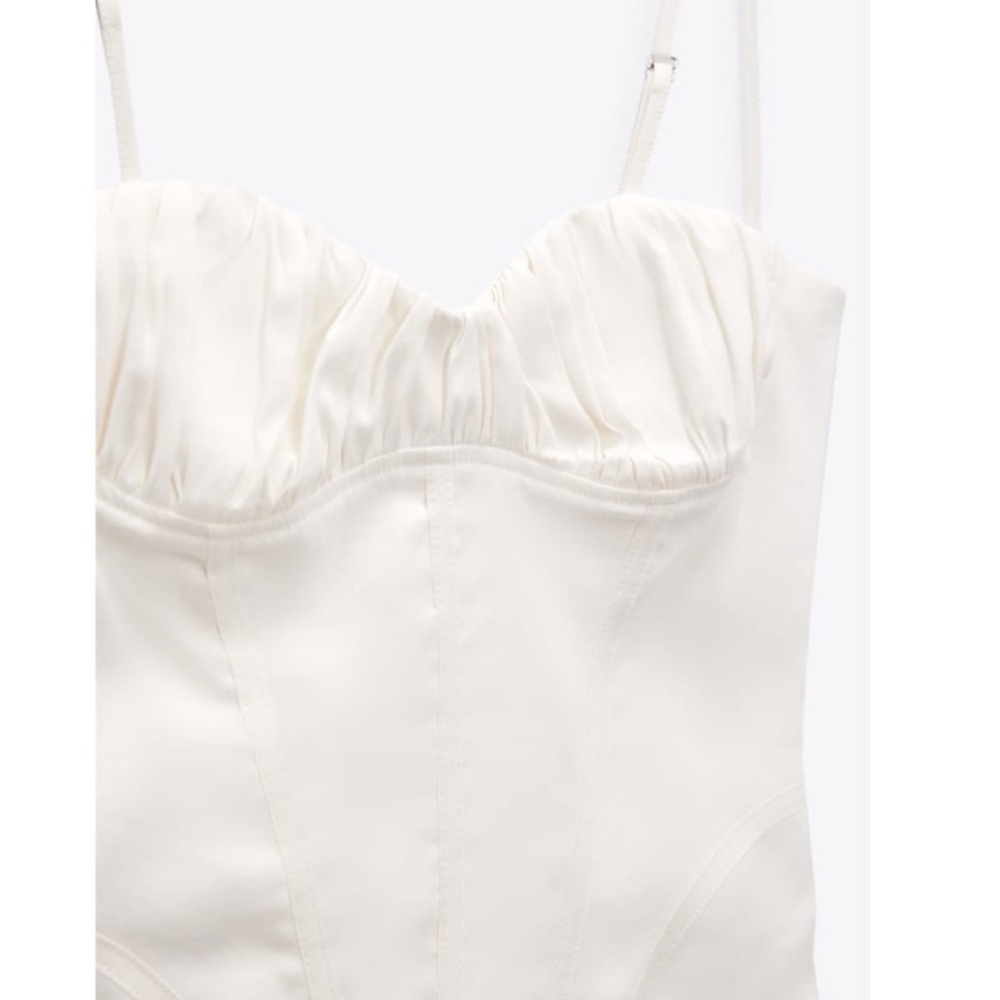 ZARA White Linen Corset Bodysuit ✨ Euro Summer Brunch Coastal Chic Top NWT - Picture 7 of 7